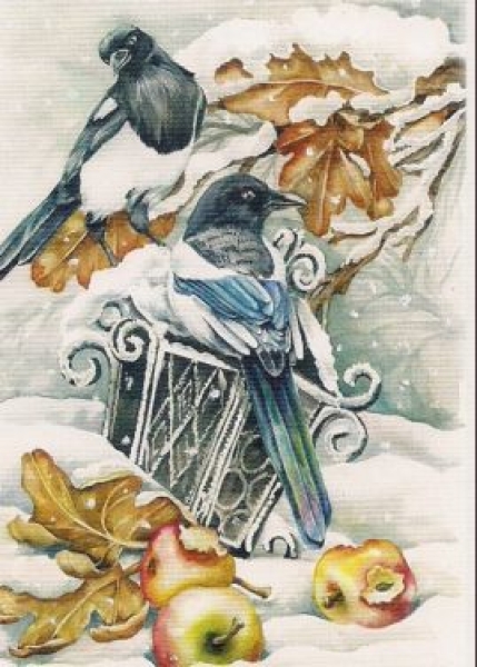 3D Schnittbogen Elster im Winter