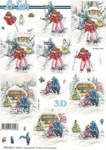 3D Schnittbogen Kinder beim Wintersport