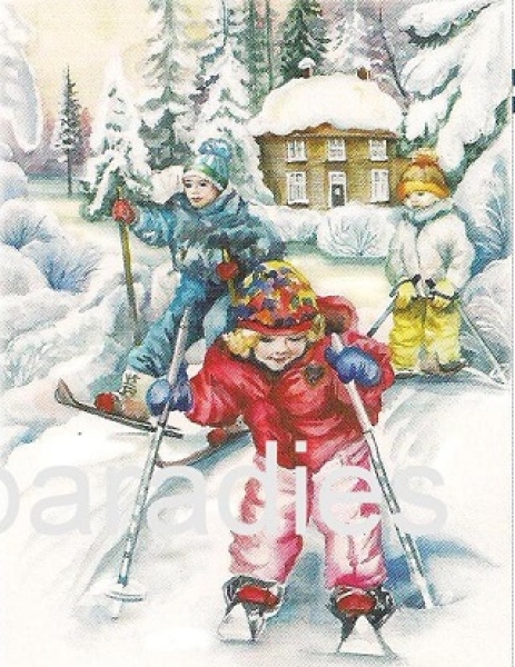 3D Schnittbogen Kinder beim Wintersport