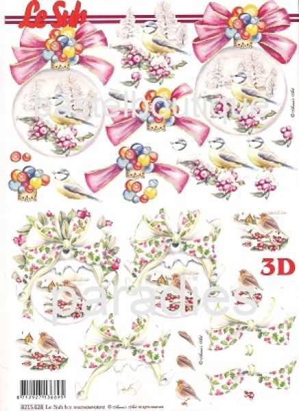 3D Schnittbogen Vogel auf Christbaumkugel