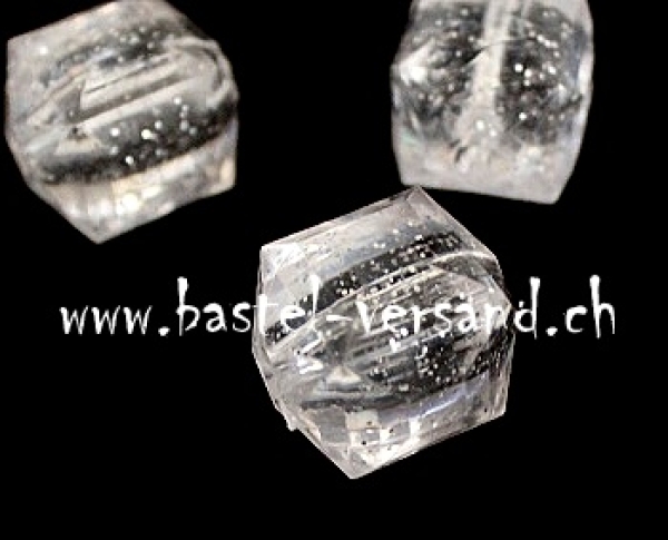 Acrybello Facetten Würfel transparent mit Glitter