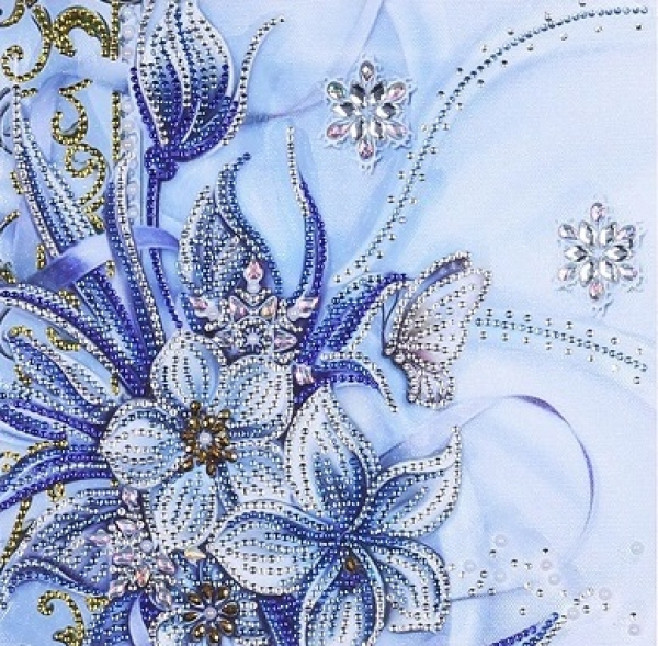 DIY Special Shaped Diamond Painting Blume blau mit Schmetterling