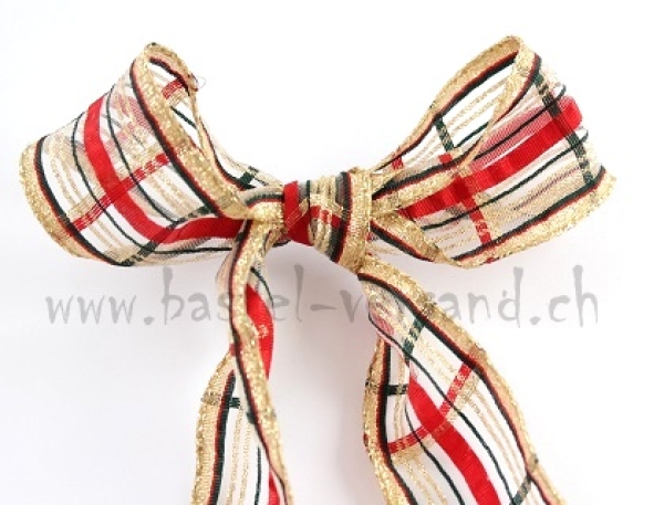 Dekoband 4cm Karo grün/rot/gold