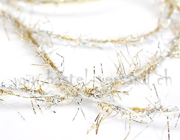 Dekoband Fransen gold-silber-weiss