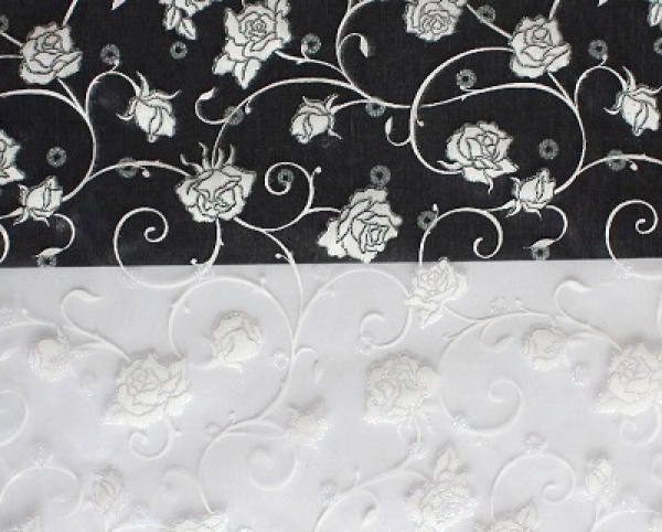 Dekostoff Rose mit Glimmer weiss
