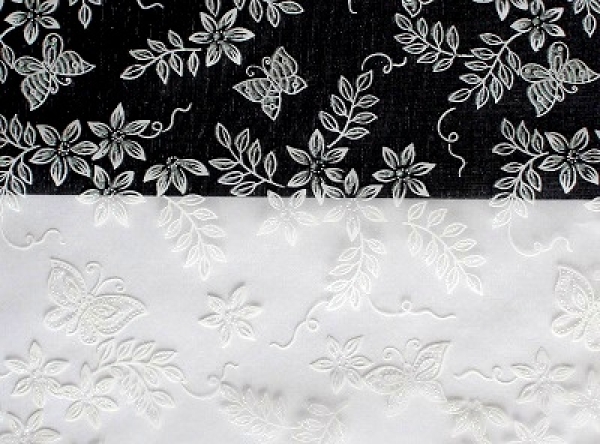 Dekostoff Schmetterlinge weiss