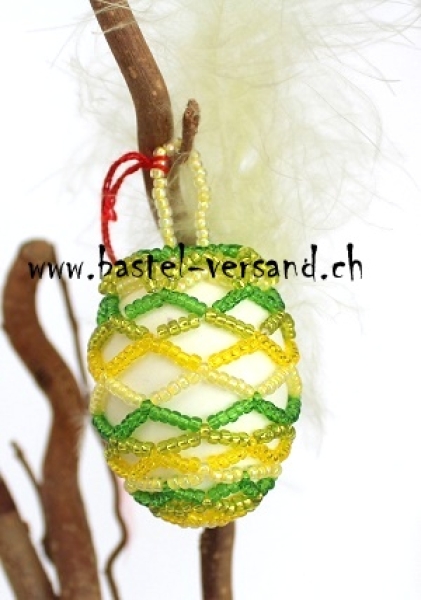 Perlenei 5cm gelb/grün