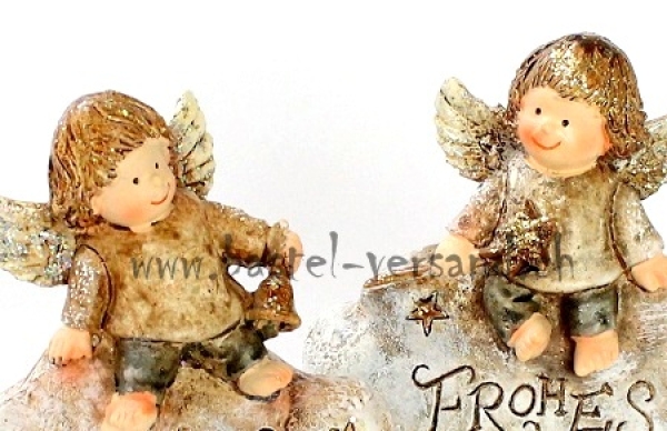 Engel auf Stein "Frohes Fest"