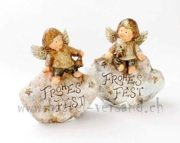 Engel auf Stein "Frohes Fest"