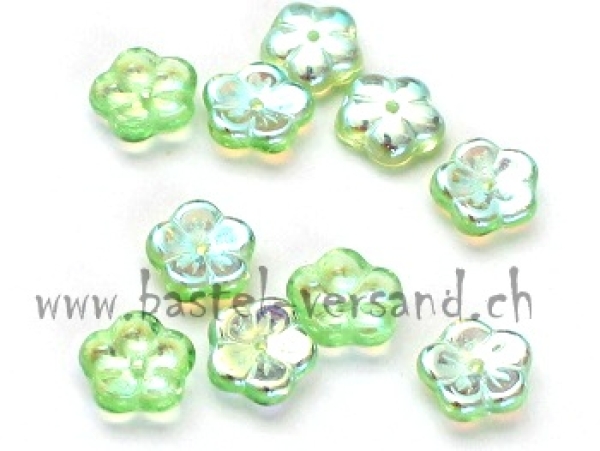 Flat Flowers 8 x 3mm peridot AB