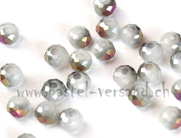 Glasfacetten Rondellen 4mm hellgrau AB