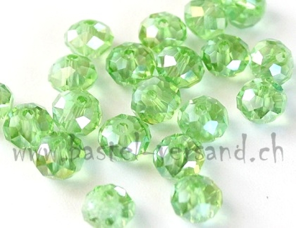 Glasfacetten Rondellen (AB) 6mm hellgrün