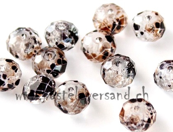 Glasfacetten Rondellen 8mm transparent/schwarz/braun