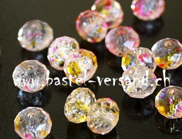 Glasfacetten Rondellen 8mm transparent/pink/gelb
