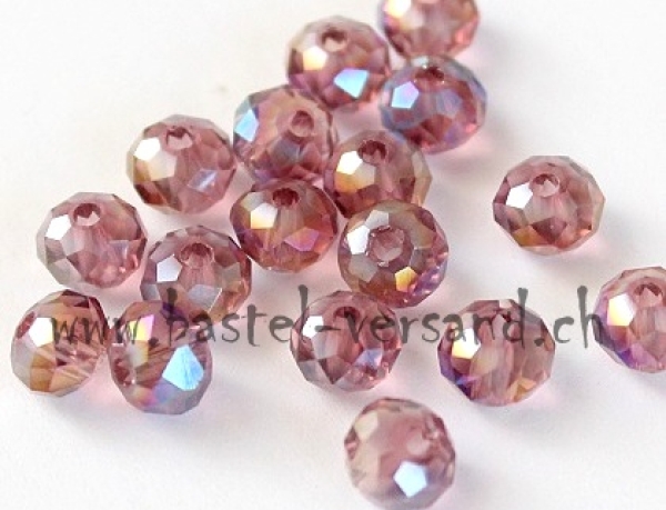 Glasfacetten Rondellen (AB) 6mm altrosa