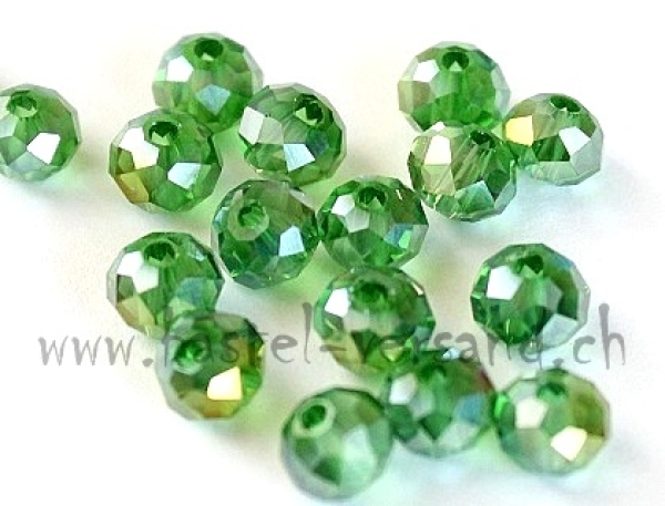 Glasfacetten Rondellen (AB) 6mm dunkelgrün