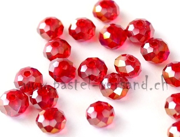 Glasfacetten Rondellen (AB) 6mm granat