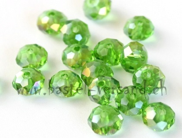 Glasfacetten Rondellen (AB) 6mm grün
