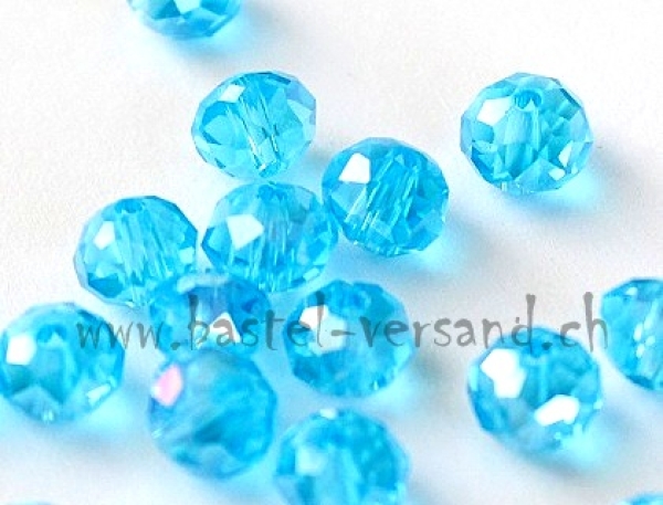 Glasfacetten Rondellen (AB) 6mm hellblau