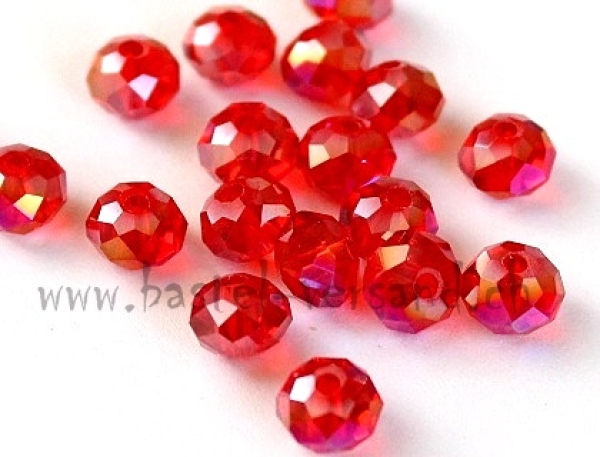 Glasfacetten Rondellen (AB) 6mm rot