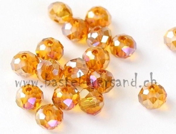 Glasfacetten Rondellen (AB) 6mm topaz