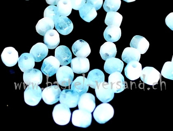 Glasfacettenperle 3mm hellblau-weiss