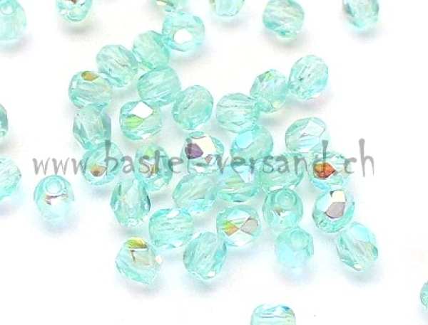 Glasfacettenperle 3mm hellgrün transparent