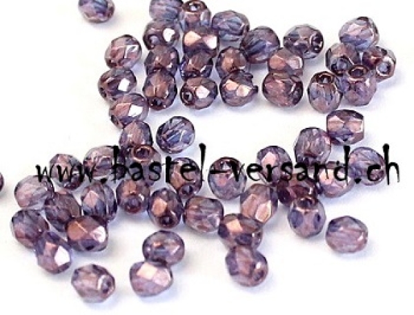 Glasfacettenperle 3mm rotlila (Feuerpoliert)
