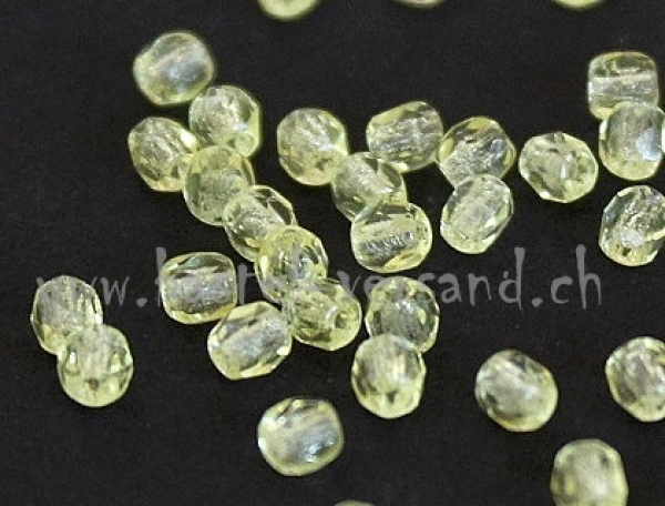 Glasfacettenperle 3mm zitronengelb (Feuerpoliert)