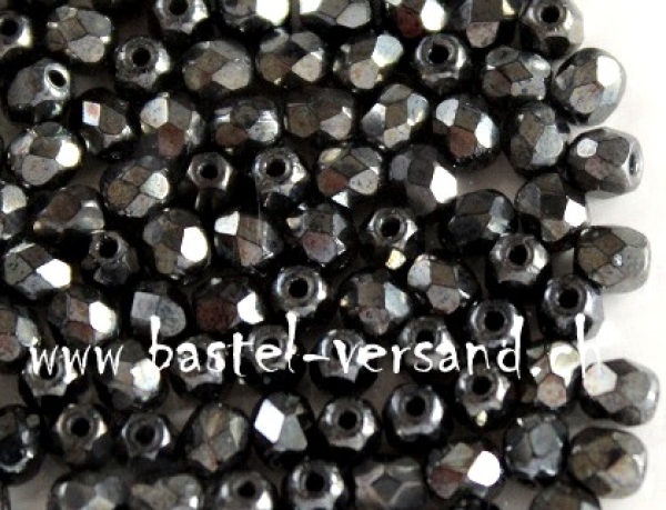 Glasfacettenperle 4mm anthrazit