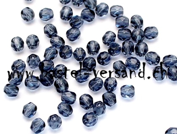 Glasfacettenperle 4mm anthrazit transparent