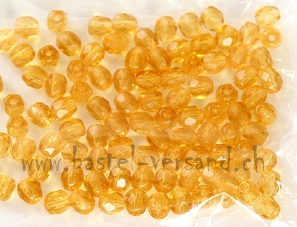 Glasfacettenperle 4mm goldgelb