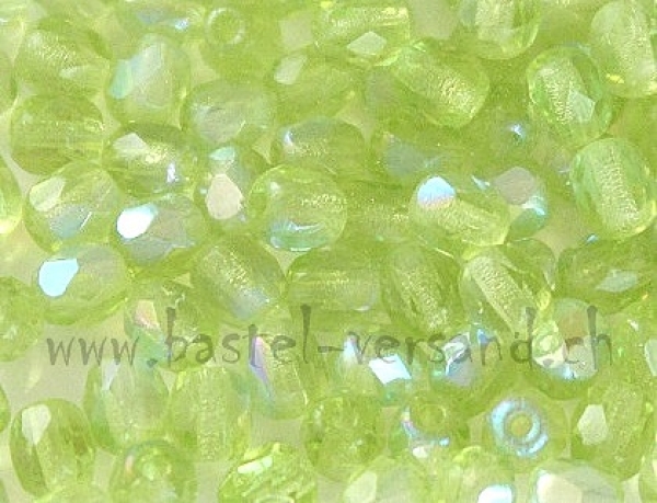 Glasfacettenperle 4mm hellgrün irisierend