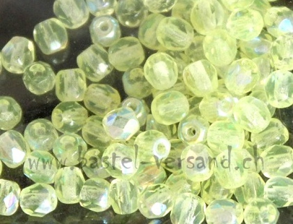 Glasfacettenperle 4mm lime irisierend
