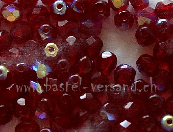 Glasfacettenperle 4mm siam-rot AB