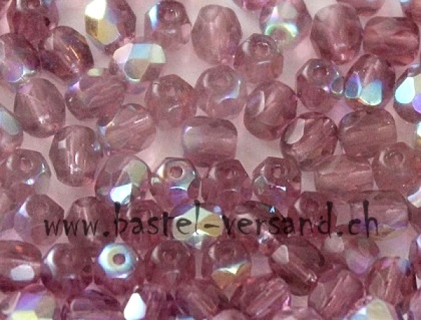 Glasfacettenperle 4mm tanzanite-grau