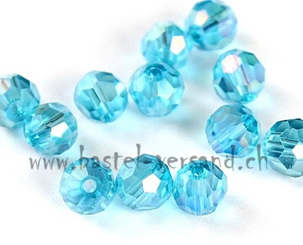Glasfacettenperle 6mm hellblau AB