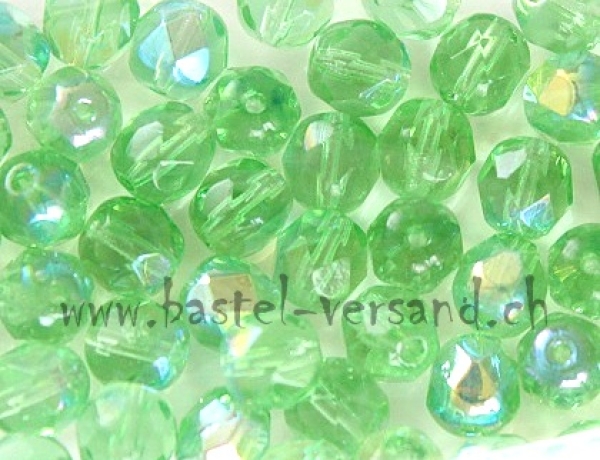 Glasfacettenperle 6mm iris mintgroen