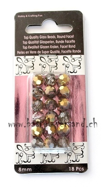 Glasfacettenperle 8mm gold/schwarz