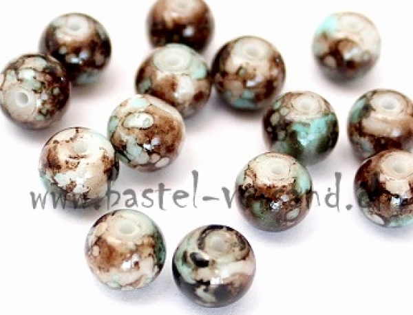 Glasperle 6mm dunkelbraun marmoriert