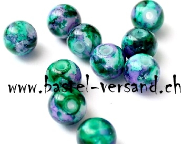 Glasperle 6mm grün lila marmoriert