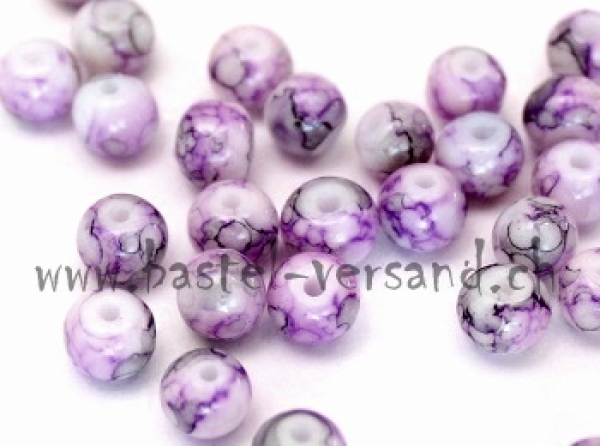 Glasperle 6mm lila marmoriert