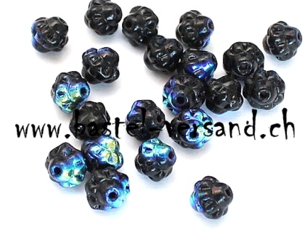 Glasperle 6mm schwarz irisierend