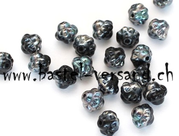 Glasperle 6mm schwarz irisierend pastell