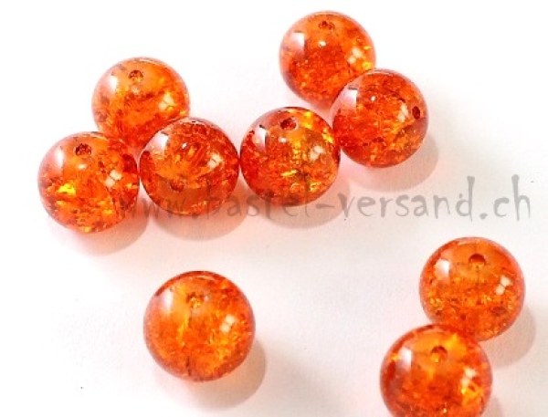 Glasperle Crackle 8mm orange