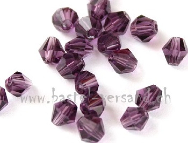 Glasperle Doppelkegel 4mm amethyst