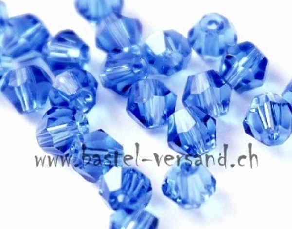 Glasperle Doppelkegel 4mm blau