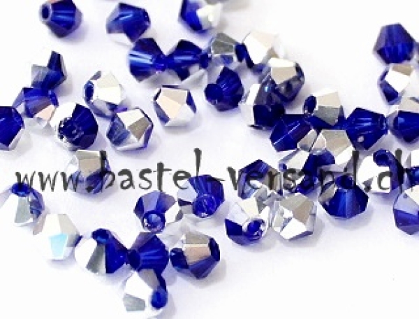 Glasperle Doppelkegel 4mm blausilber