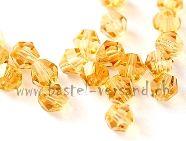 Glasperle Doppelkegel 4mm gelb