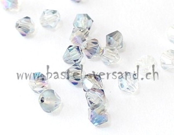 Glasperle Doppelkegel 4mm graublau